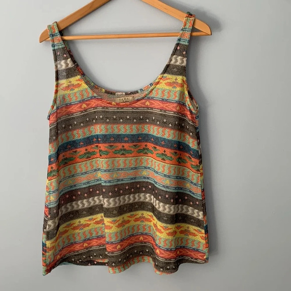 Zara trafulac size medium open knit Aztec tribal multicolored tank top - Picture 1 of 6